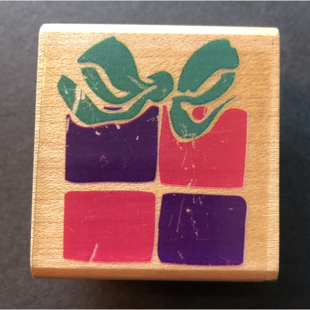 Rubber Stampede Posh Impressions Stamp Posh Package Present Wood Mounted